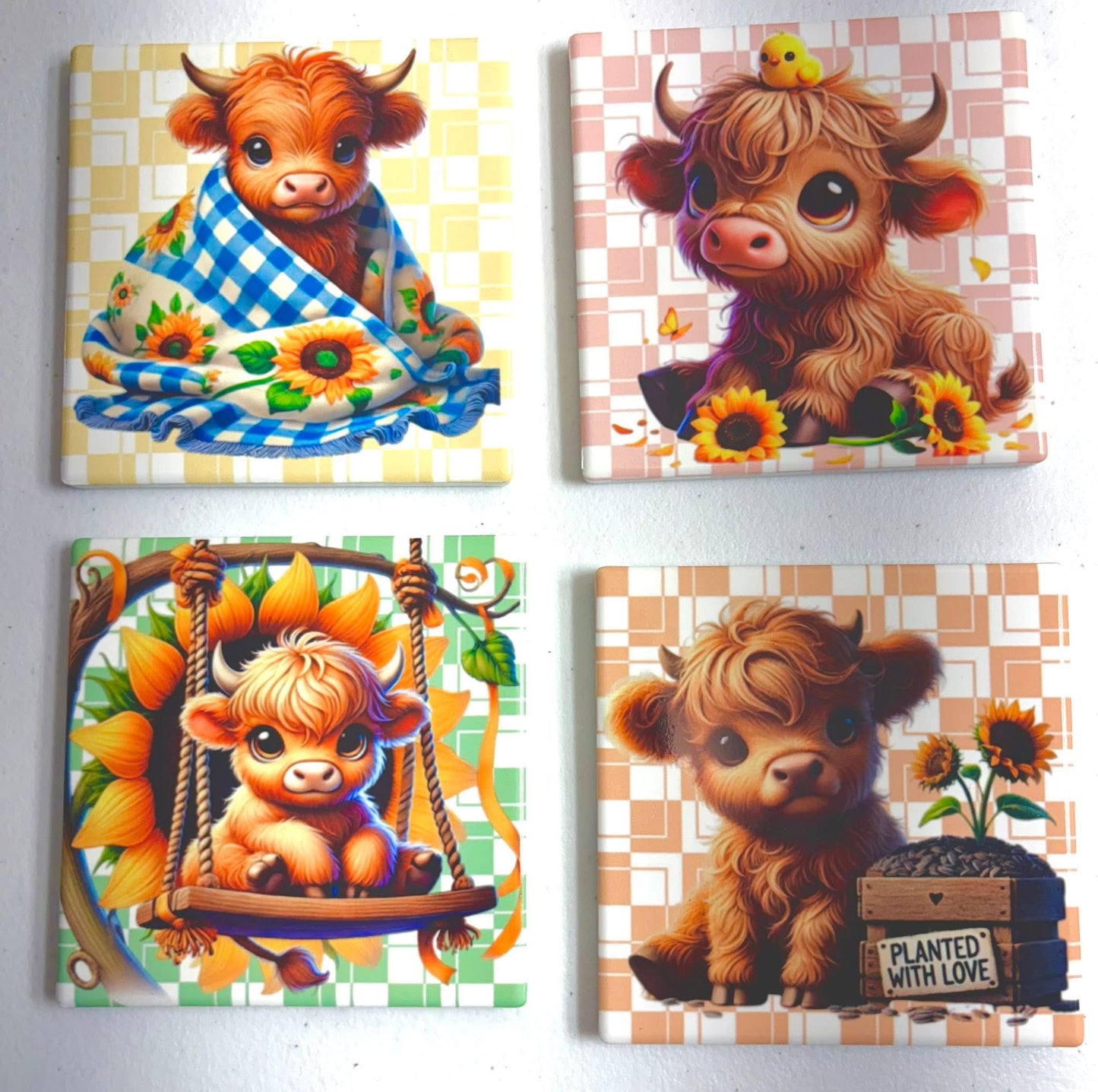 Coasters 4/pk - Highland Cow