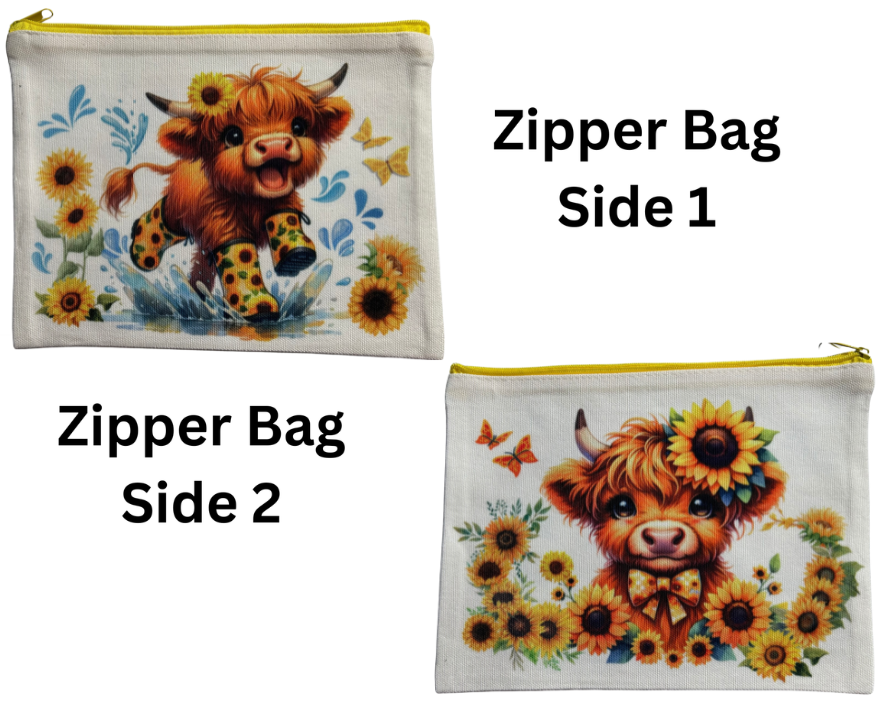 ZIPPER BAG - HIGHLAND COW RAINBOOTS