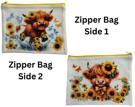 ZIPPER BAG - HIGHLAND COW RAINBOOTS