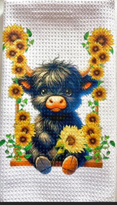 Towels -  Highland Cow Sunflowers/Flowers