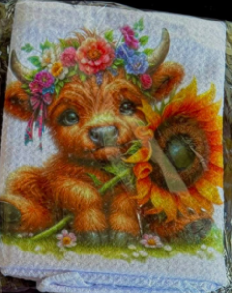 Towels -  Highland Cow Sunflowers/Flowers