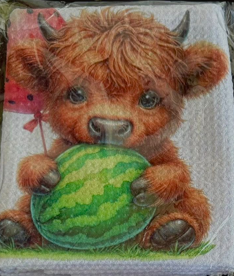 Towels -  Highland Cow Fruit (Lemon/Watermelon)