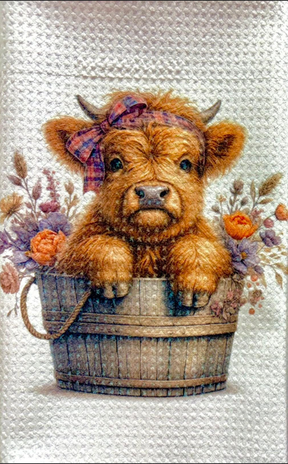 Towels -  Highland Cow Sunflowers/Flowers