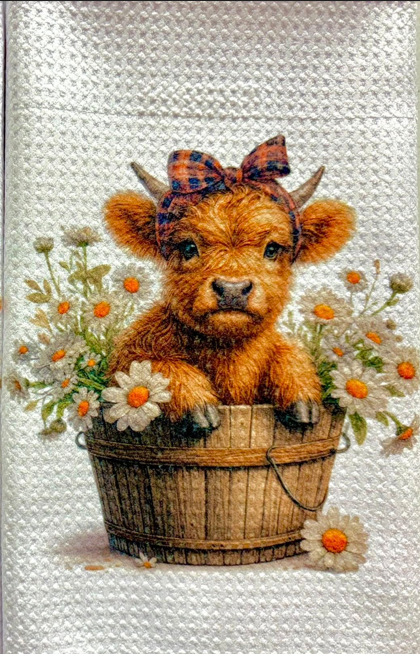 Towels -  Highland Cow Sunflowers/Flowers