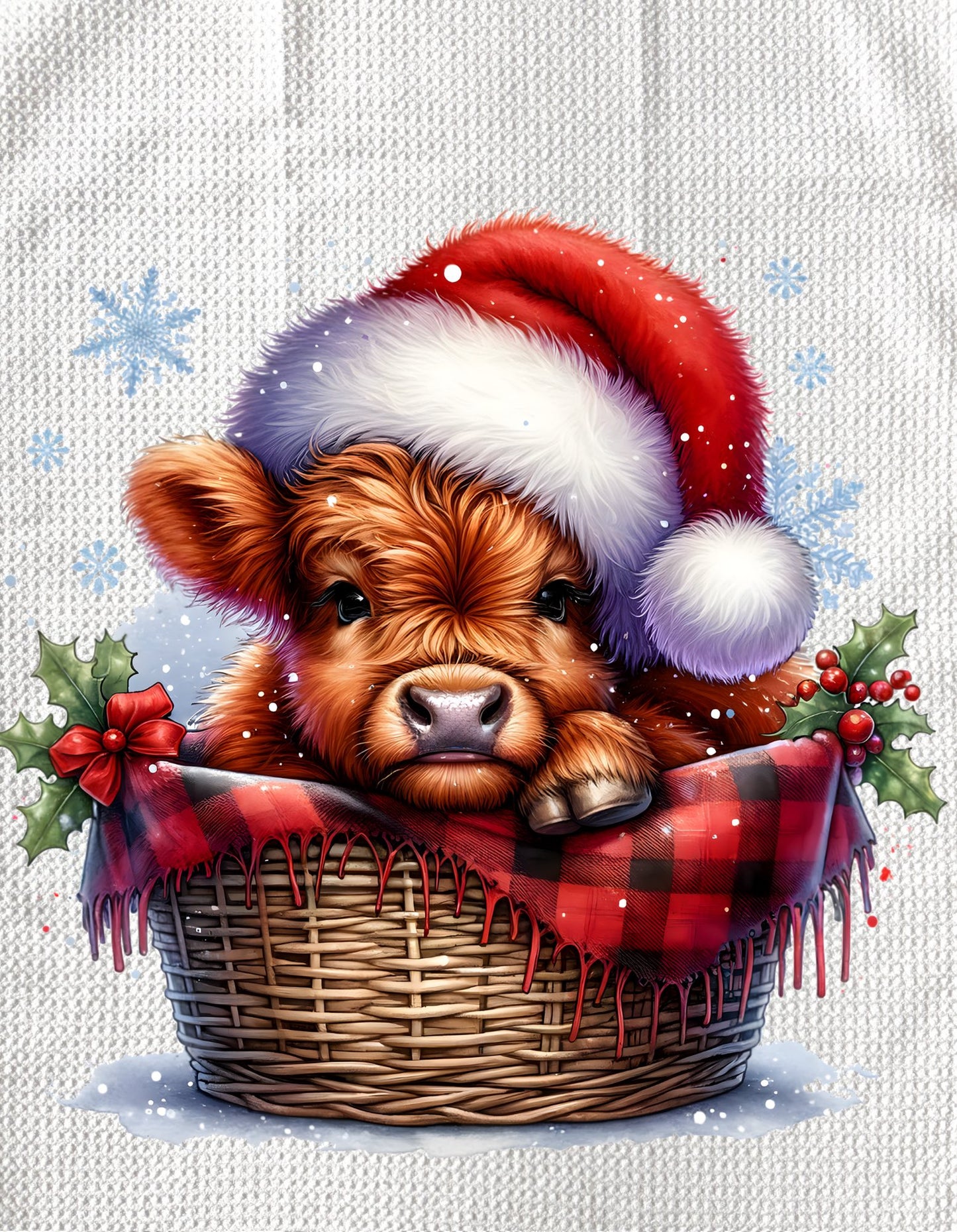 Towels - HIGHLAND COW CHRISTMAS SANTA