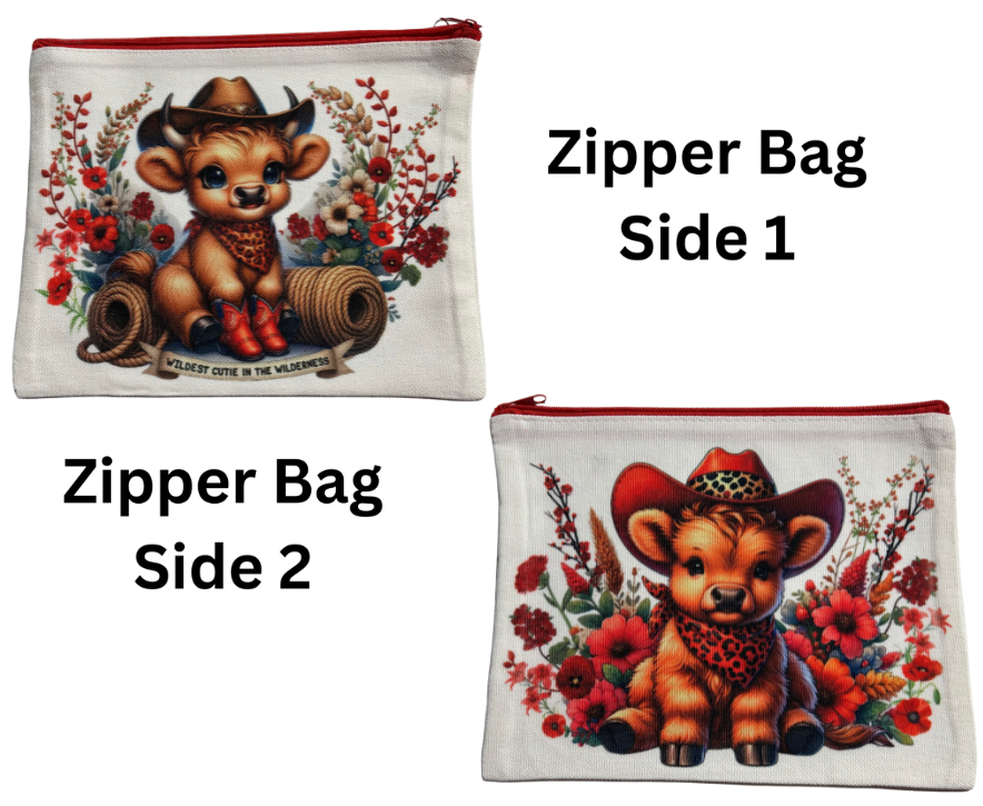 ZIPPER BAG - HIGHLAND COW COWBOY