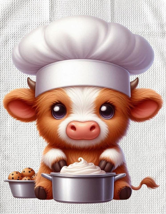 TOWELS - HIGHLAND COW BAKING POT OF ICING