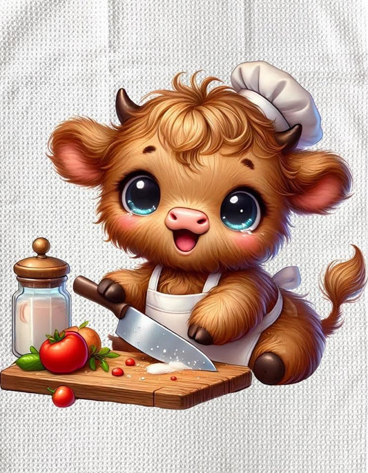 TOWELS - HIGHLAND COW CHEF CHOP