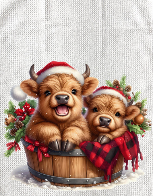 TOWELS - HIGHLAND COW CHRISTMAS PAIR