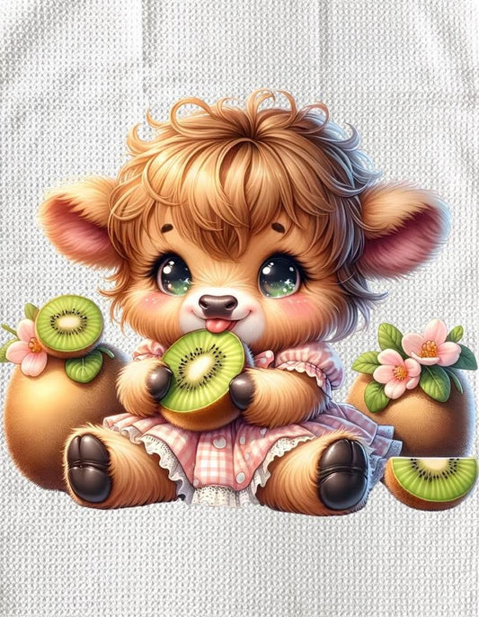 TOWELS - HIGHLAND COW FRUITS KIWI
