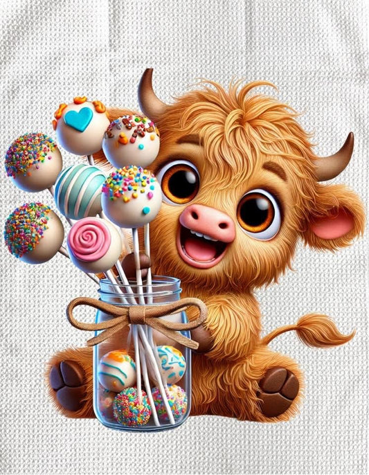 TOWELS - HIGHLAND COW SWEETS CAKE POPS