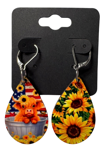 EARRINGS - HIGHLAND COW FLAG