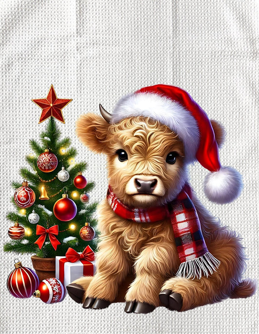 Towels - HIGHLAND COW CHRISTMAS SANTA