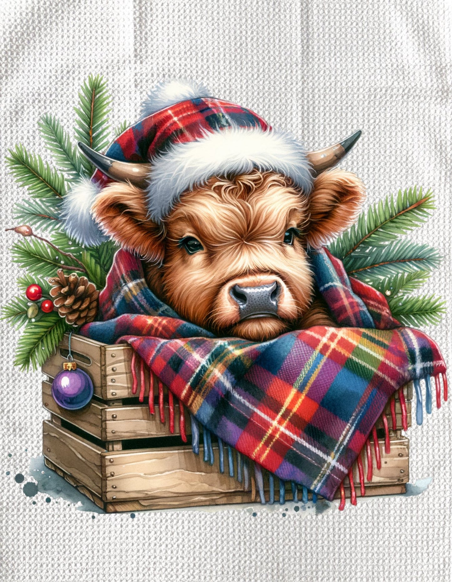 Towels - HIGHLAND COW CHRISTMAS SANTA