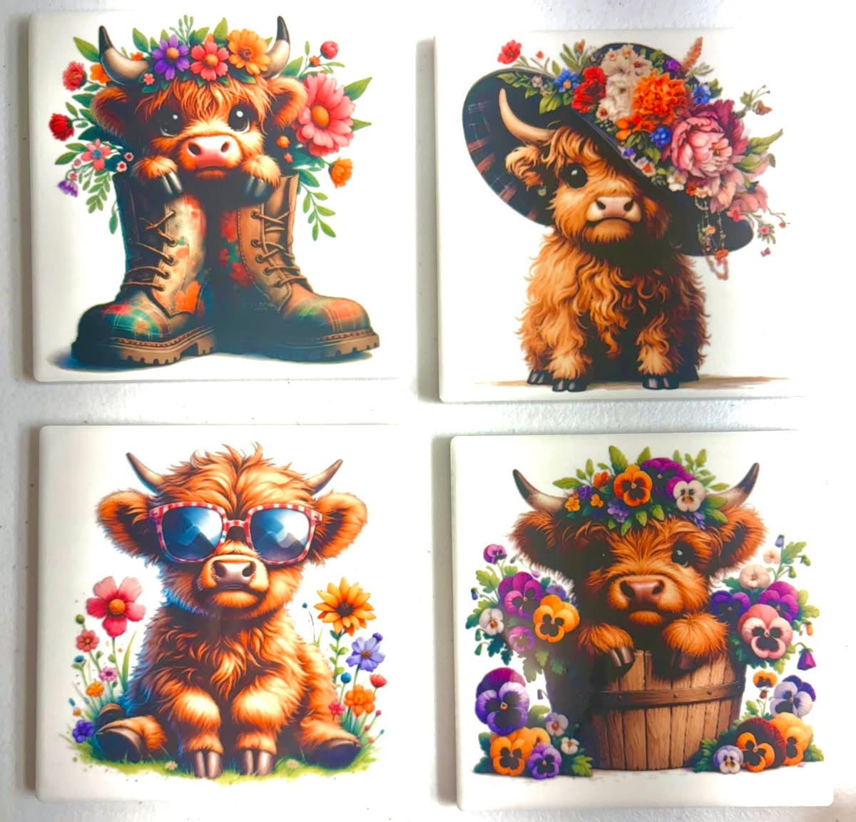 Coasters 4/pk - Highland Cow