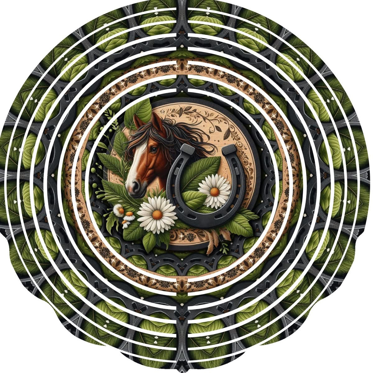 Wind Spinner with Jewel Strand Horse with Horseshoe