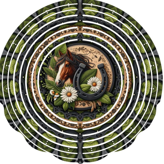 Wind Spinner with Jewel Strand Horse with Horseshoe