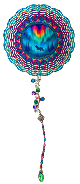 Wind Spinner with Jewel Strand Horse Northern Lights