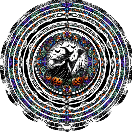 WIND SPINNER - HALLOWEEN WITCH STAINED GLASS