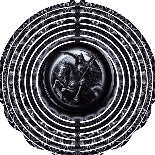 WIND SPINNER - HALLOWEEN GRIM REAPER BLACK & WHITE