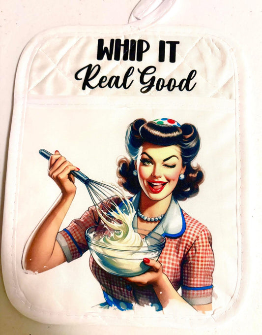 POT HOLDER - LADY VINTAGE HOUSEWIVES WHIP