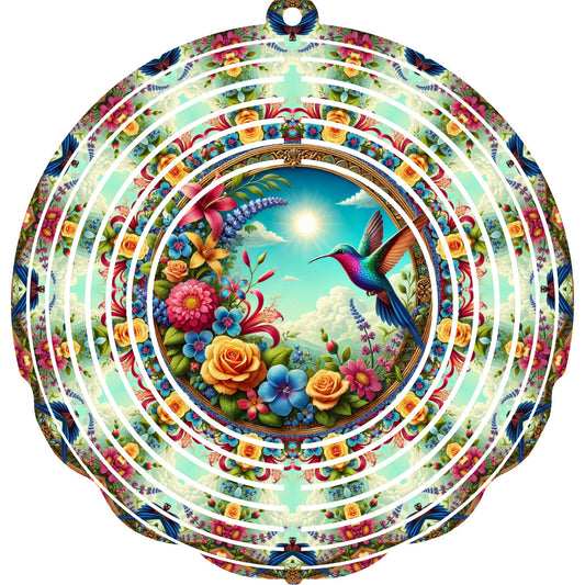 Wind Spinners with Jewel Strand Bird Hummingbird Colorful Roses