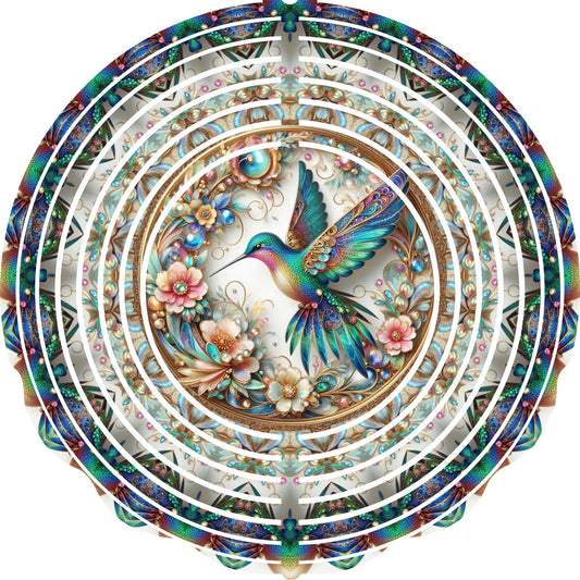 Wind Spinners with Jewel Strand Bird Hummingbird Jewel Floral