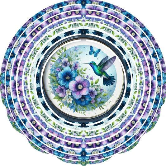 Wind Spinners with Jewel Strand Bird Hummingbird Lavender