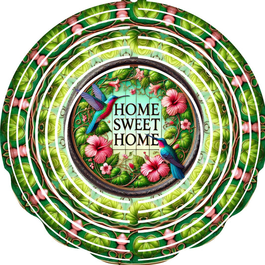 Wind Spinners with Jewel Strand Bird Hummingbird Home Sweet Home