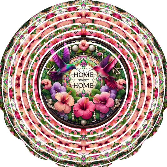 Wind Spinners with Jewel Strand Bird Hummingbird Floral Sweet Home