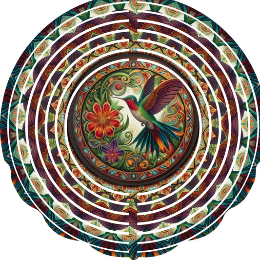 Wind Spinners with Jewel Strand Bird Hummingbird Deep Colors