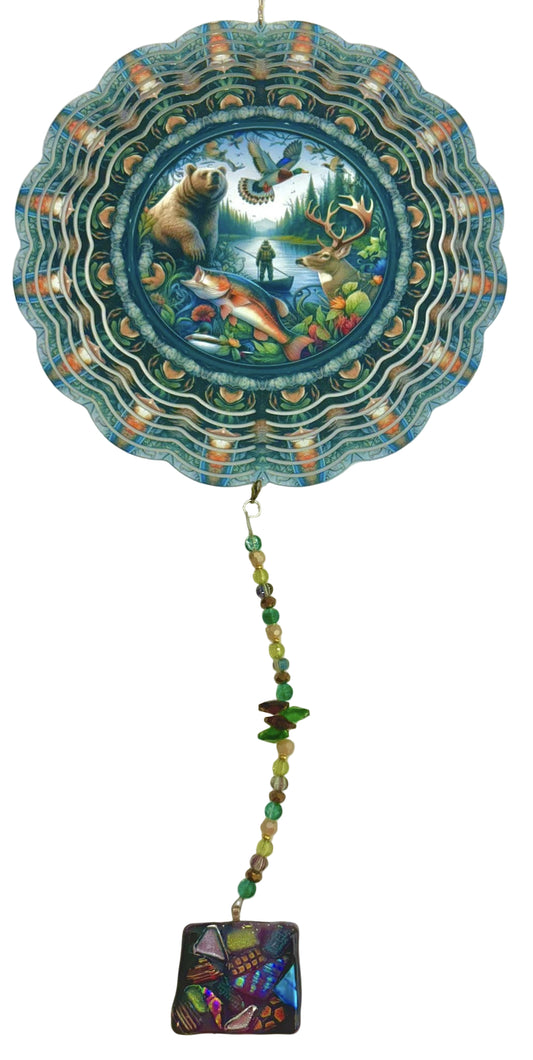 Wind Spinner with Jewel Strand Wildlife Animals Hunting
