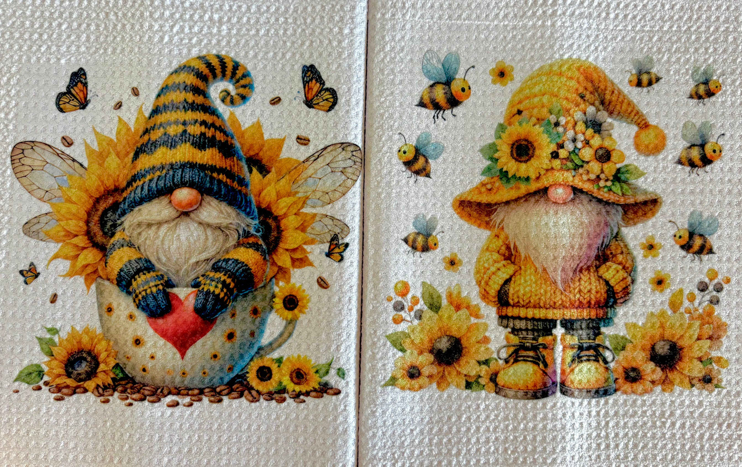 TOWELS - GNOME BEES/HONEY SUNFLOWER HAT
