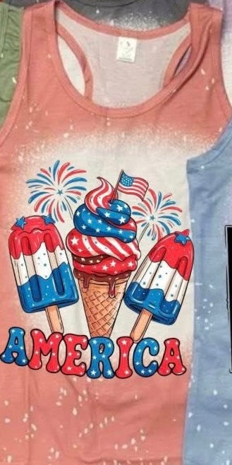 Tank Top WOMENS'S Scrunch Back Faux Bleached - MISC DESIGNS