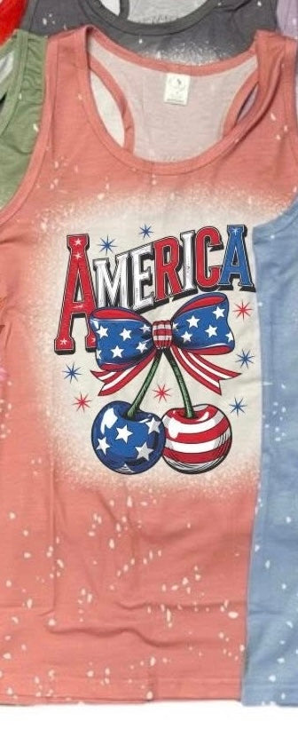 Tank Top WOMENS'S Scrunch Back Faux Bleached - MISC DESIGNS