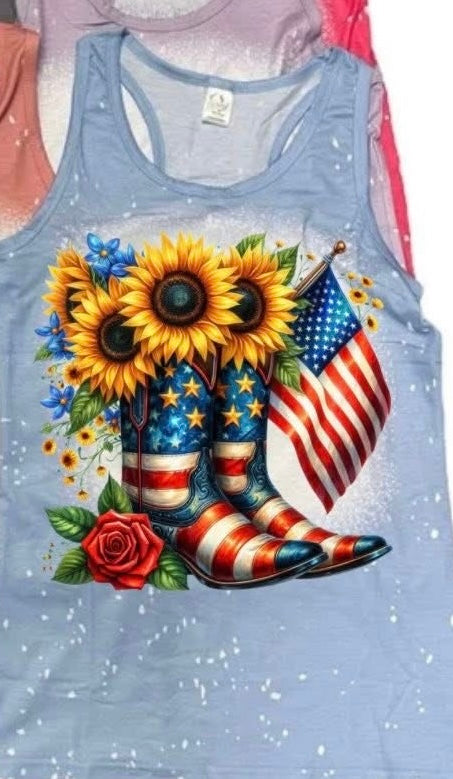 Tank Top WOMENS'S Scrunch Back Faux Bleached - MISC DESIGNS