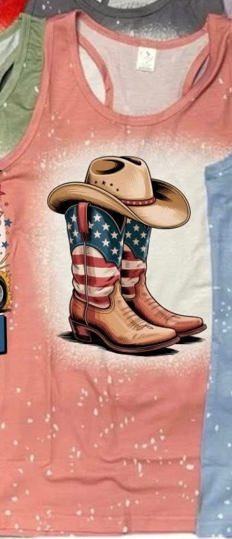 Tank Top WOMENS'S Scrunch Back Faux Bleached - MISC DESIGNS