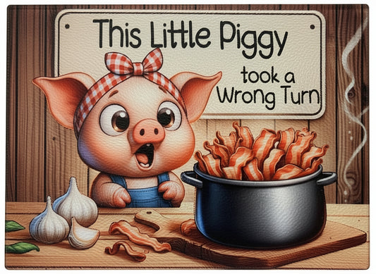 Tempered Glass Cutting Board Pig This Little Piggy Took a Wrong Turn