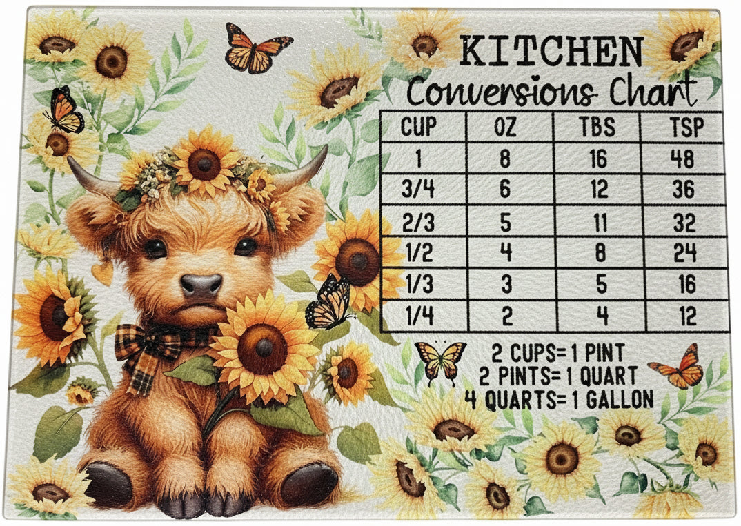 Cutting Board - HIGHLAND COWS CONVERSION CHARTS