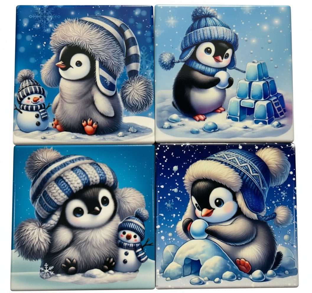 Coasters 4/pk - WINTER PENQUINS