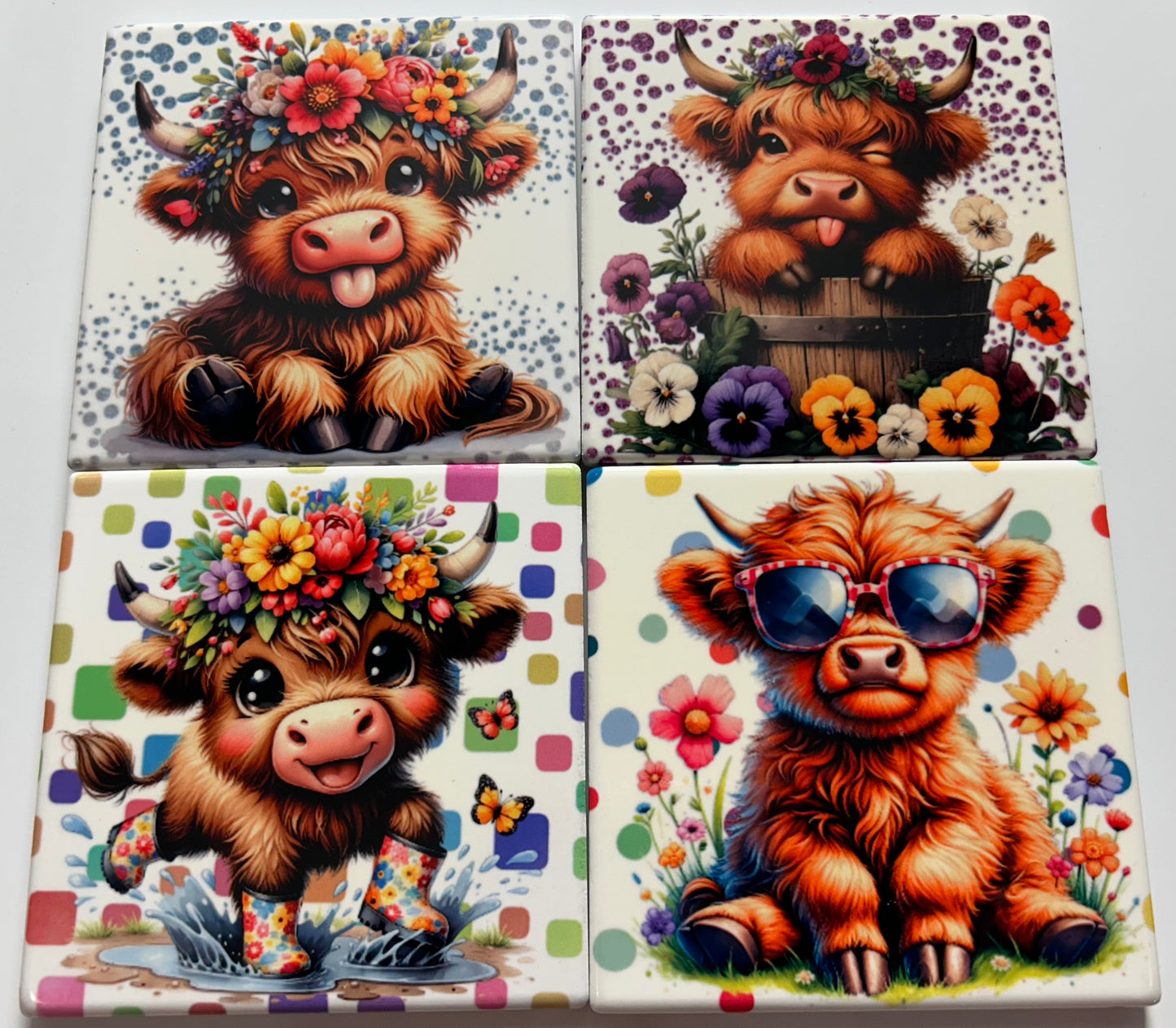 Coasters 4/pk - HIGHLAND COW