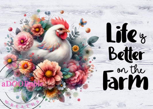 Tempered Glass Cutting Board Chicken/Rooster Life is Better on the Farm