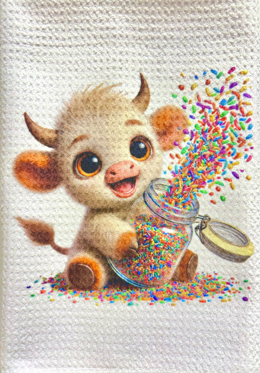 TOWELS - HIGHLAND COW SWEETS SPRINKLES