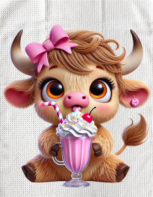 TOWELS - HIGHLAND COW SWEETS MILKSHAKE