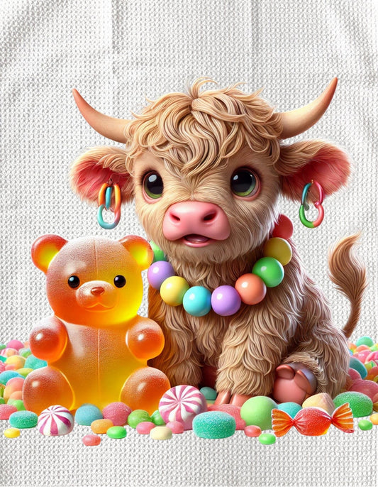 TOWELS - HIGHLAND COW SWEETS CANDY