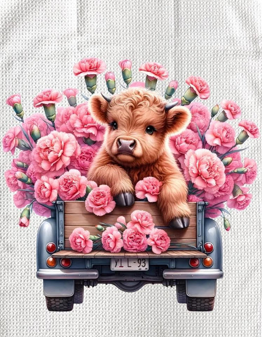 TOWELS - HIGHLAND COW FLOWERS TRUCK