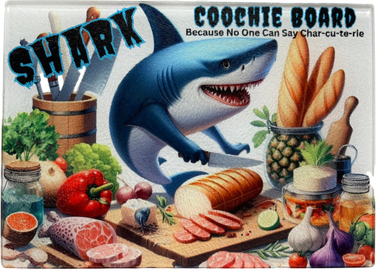 Tempered Glass Cutting Board Shark Coochie Board