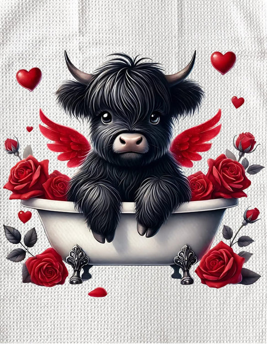 Towels - HIGHLAND COW (BLACK) VALENTINES