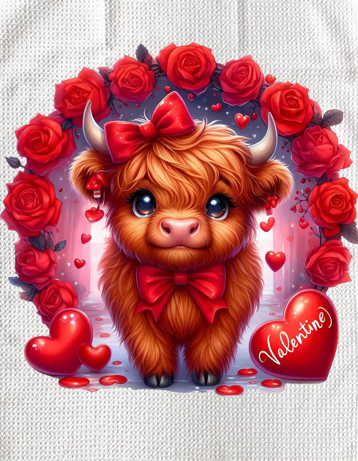 Towels - HIGHLAND COW (RED) VALENTINES