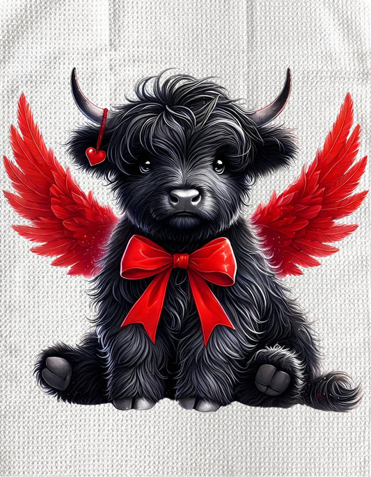 Towels - VALENTINES HIGHLAND COW RED BOW